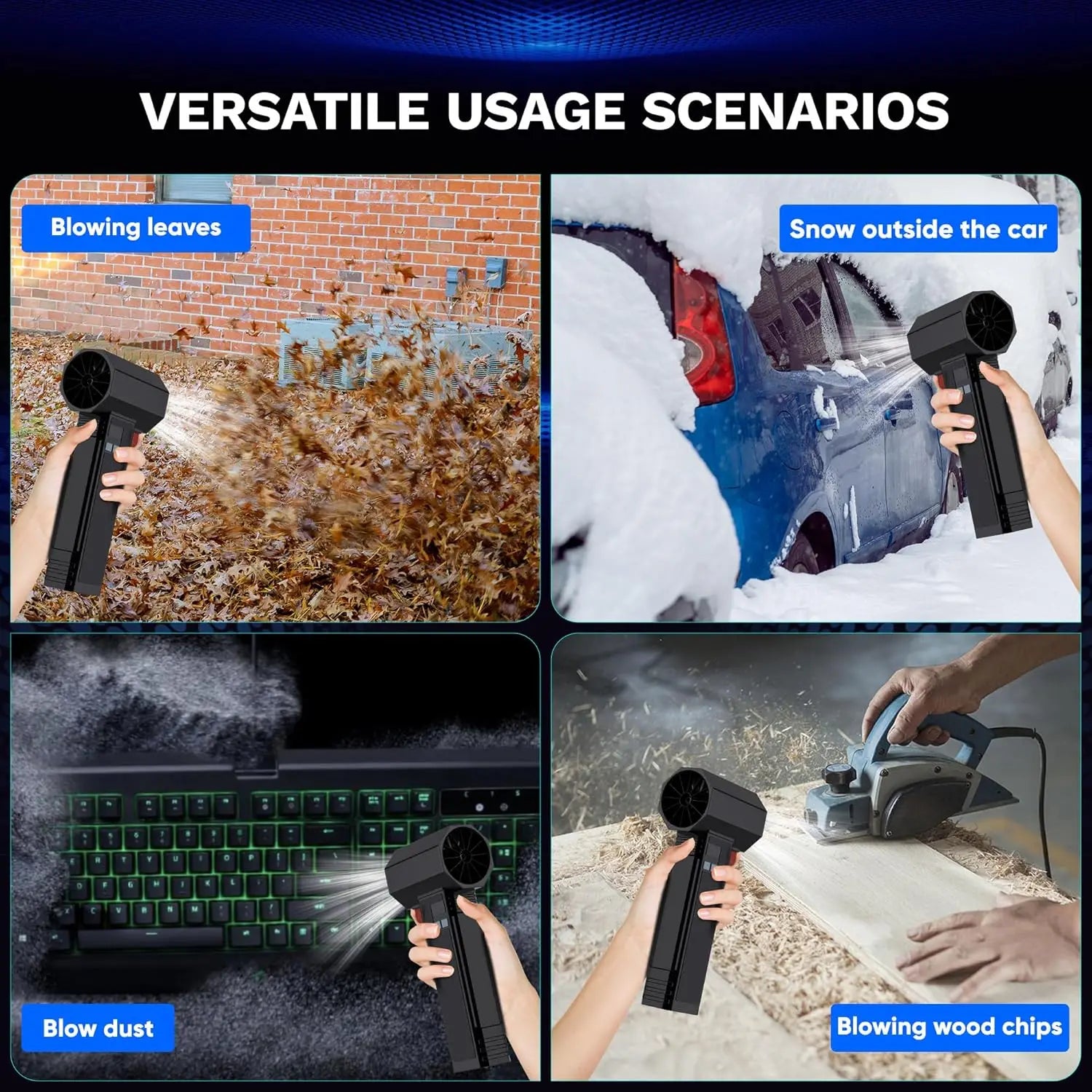 Handheld Turbo Fan – 64mm Brushless High‑Speed Jet Blower | 1600g Thrust, LED Lighting