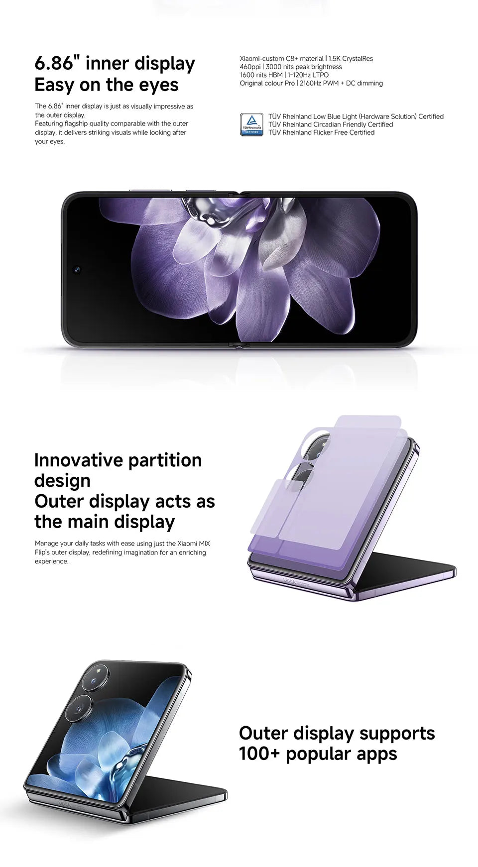 Global Version Xiaomi MIX Flip Smartphone New Snapdragon 8 Gen 3 CPU 50MP Leica Camera  12GB RAM 512GB ROM 6.86 inch Foldable Display NFC - Limetastore