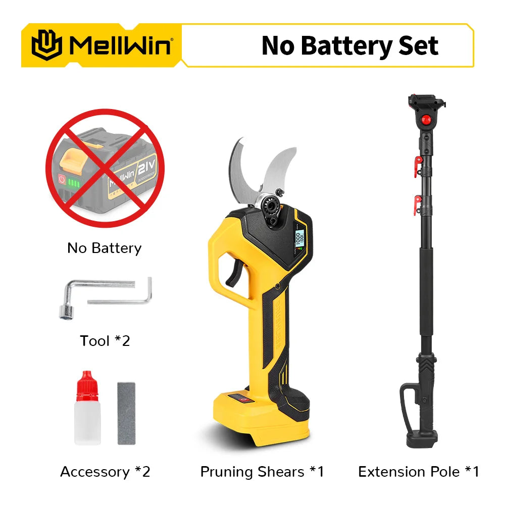 MELLWIN Brushless 50MM Electric Pruner Shear With 180CM Telescoping Pole Garden Pole Pruner Shear Tool For Makita 18VBattery Pin - Limetastore