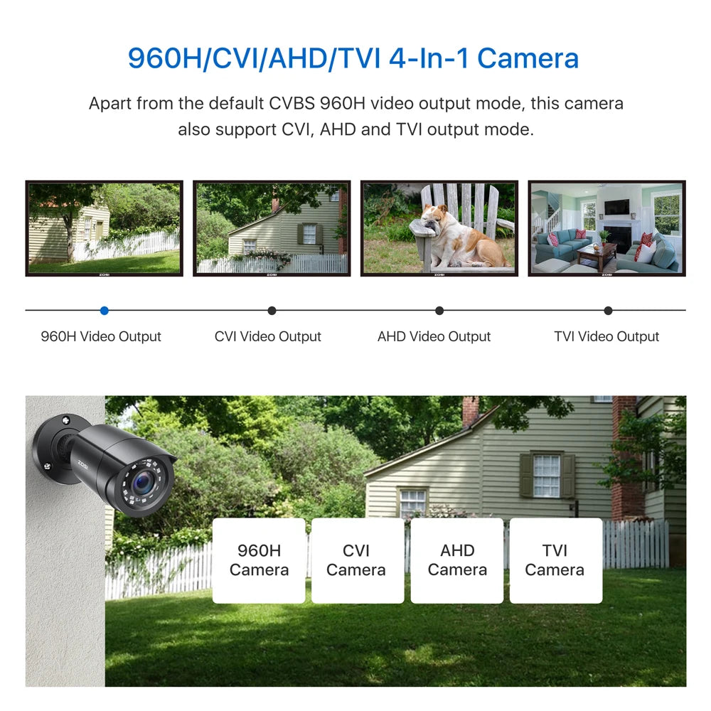 ZOSI 4× 1080p HD‑TVI Security Cameras – Outdoor Weatherproof CCTV Cameras with 80ft IR Night Vision
