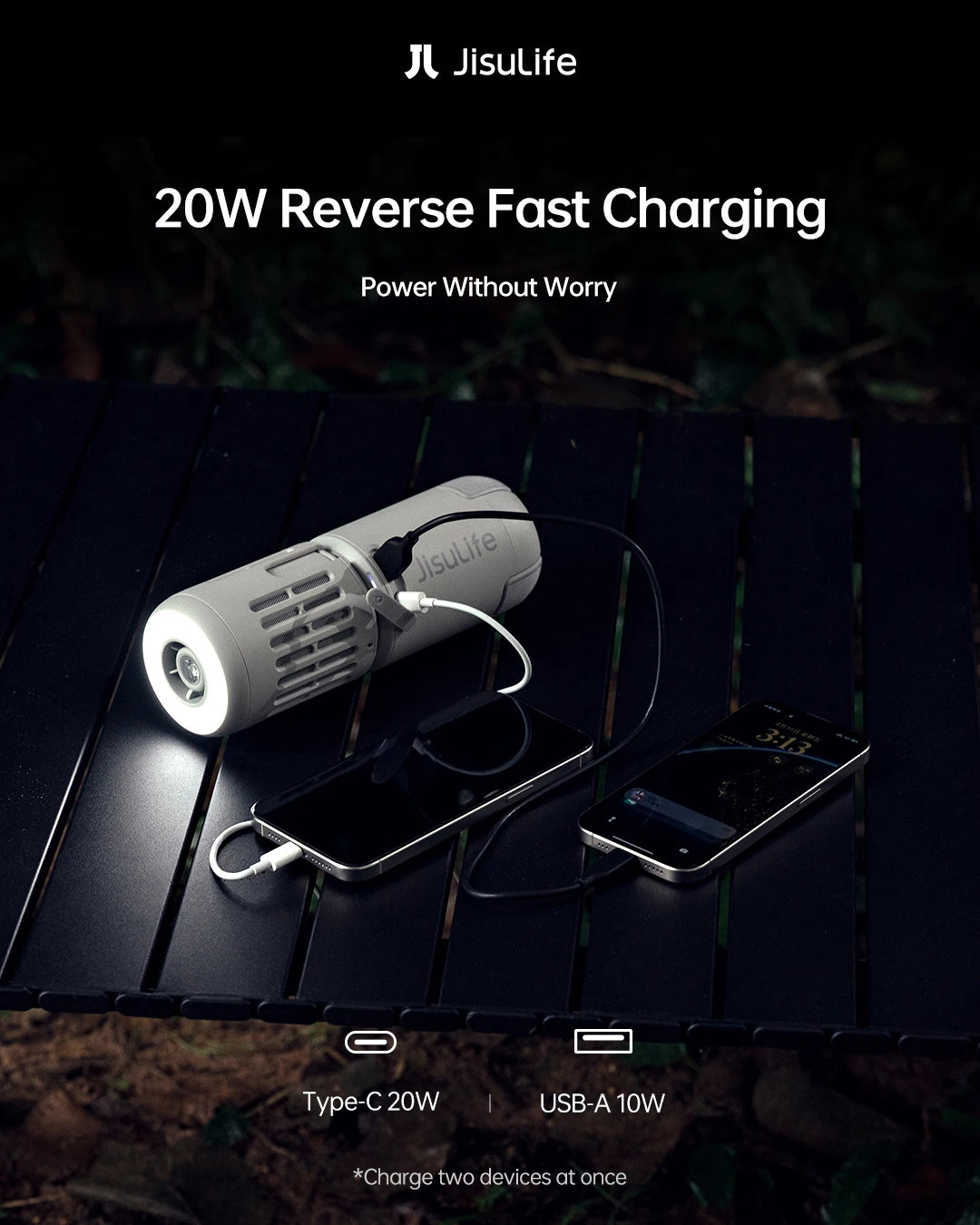 JISULIFE 3-in-1 Portable Wireless Ceiling Camping Fan – Massive 13500mAh Battery