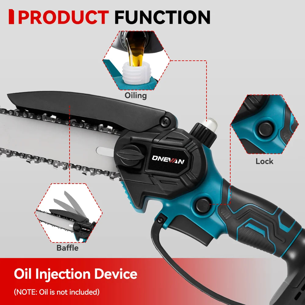 ONEVAN 5500W Brushless Telescoping Pole Saw | 8" Chain, Extendable, High‑Branch Pruning, Battery Powered