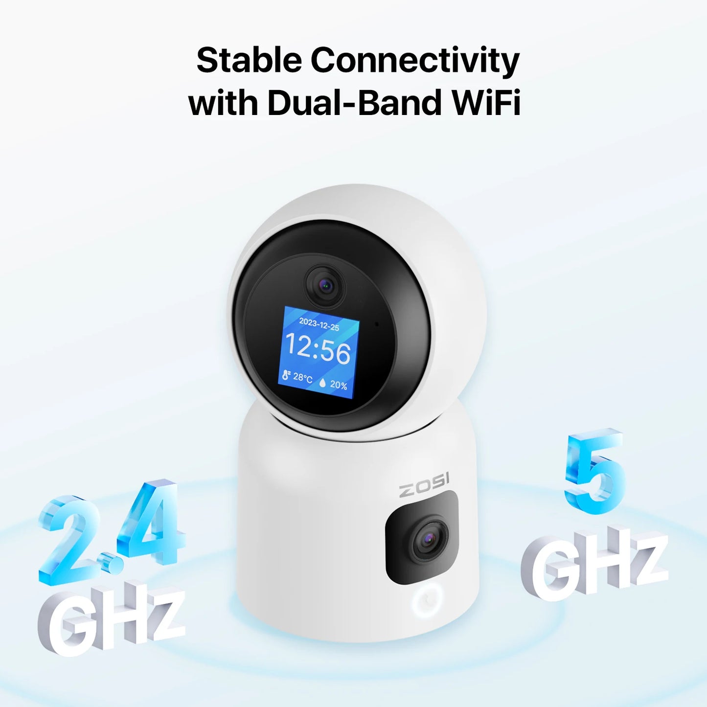 ZOSI 360° PTZ Smart Home Security Camera – Auto‑Tracking Indoor WiFi Baby & Pet Monitor with AI Detection & HD Night Vision