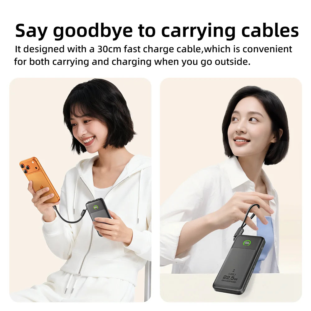 MOVESPEED P19 Power Bank 10000mAh with Built-in USB-C Cable