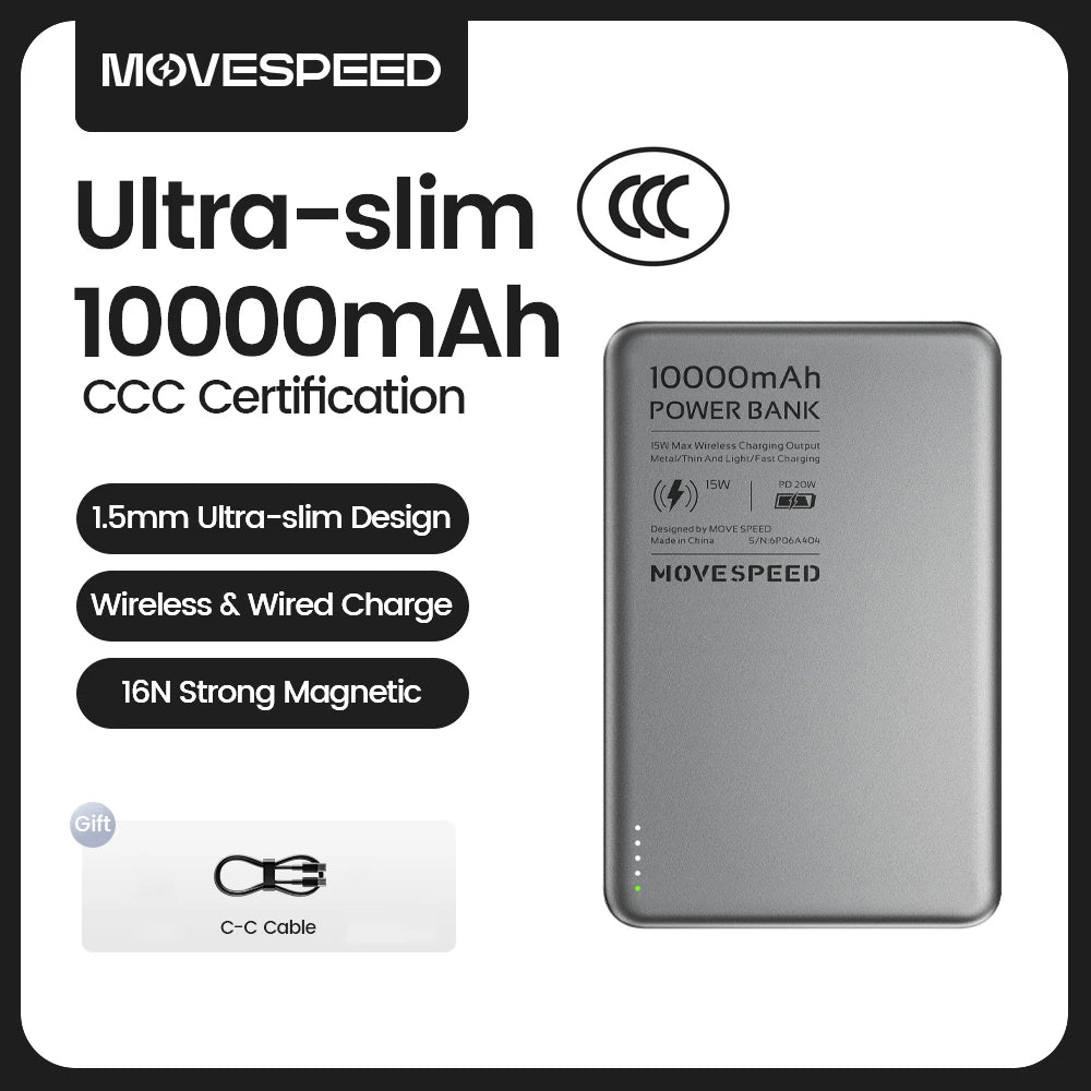 MOVESPEED S10 Slim Magnetic Power Bank 10000mAh PD20W MagSafe