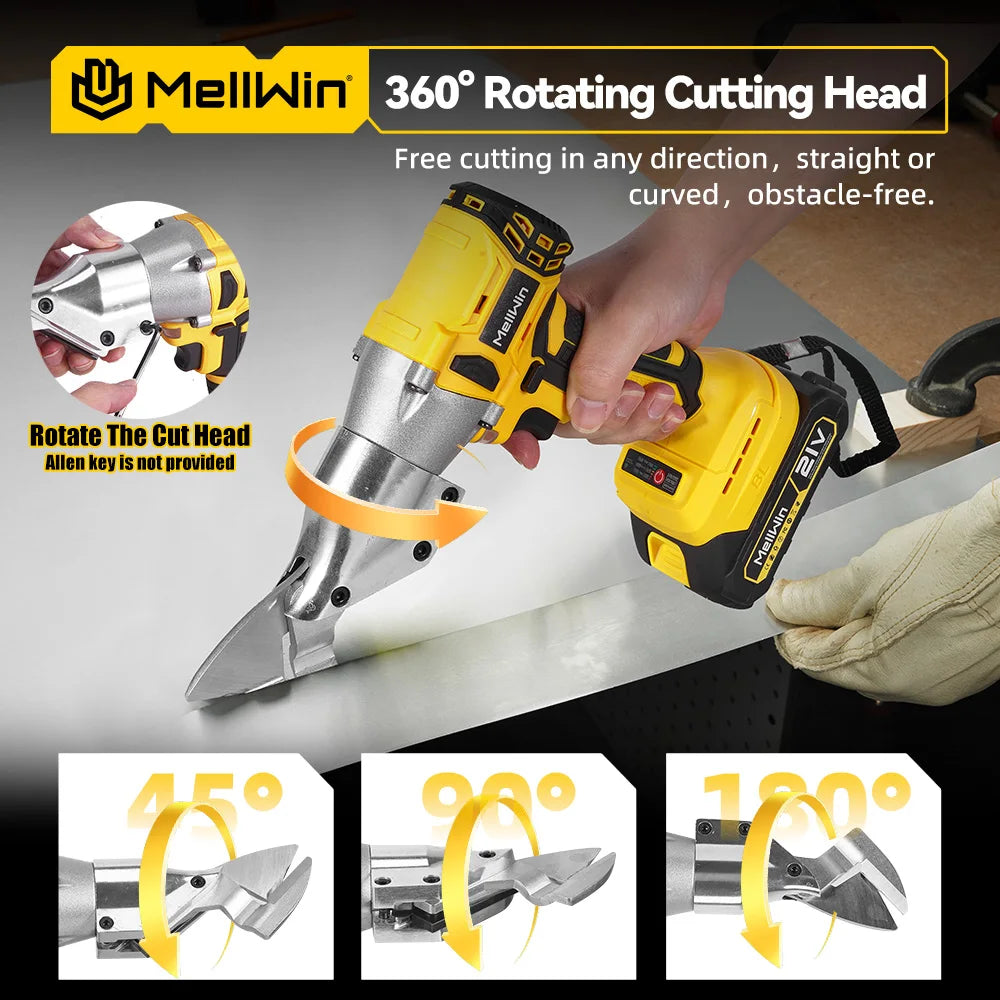 MELLWIN 1800W Brushless Electric Scissors Cordless Iron Sheet Shear Tool 360 Degree Pivoting Head For Makita 18V Battery Pin - Limetastore
