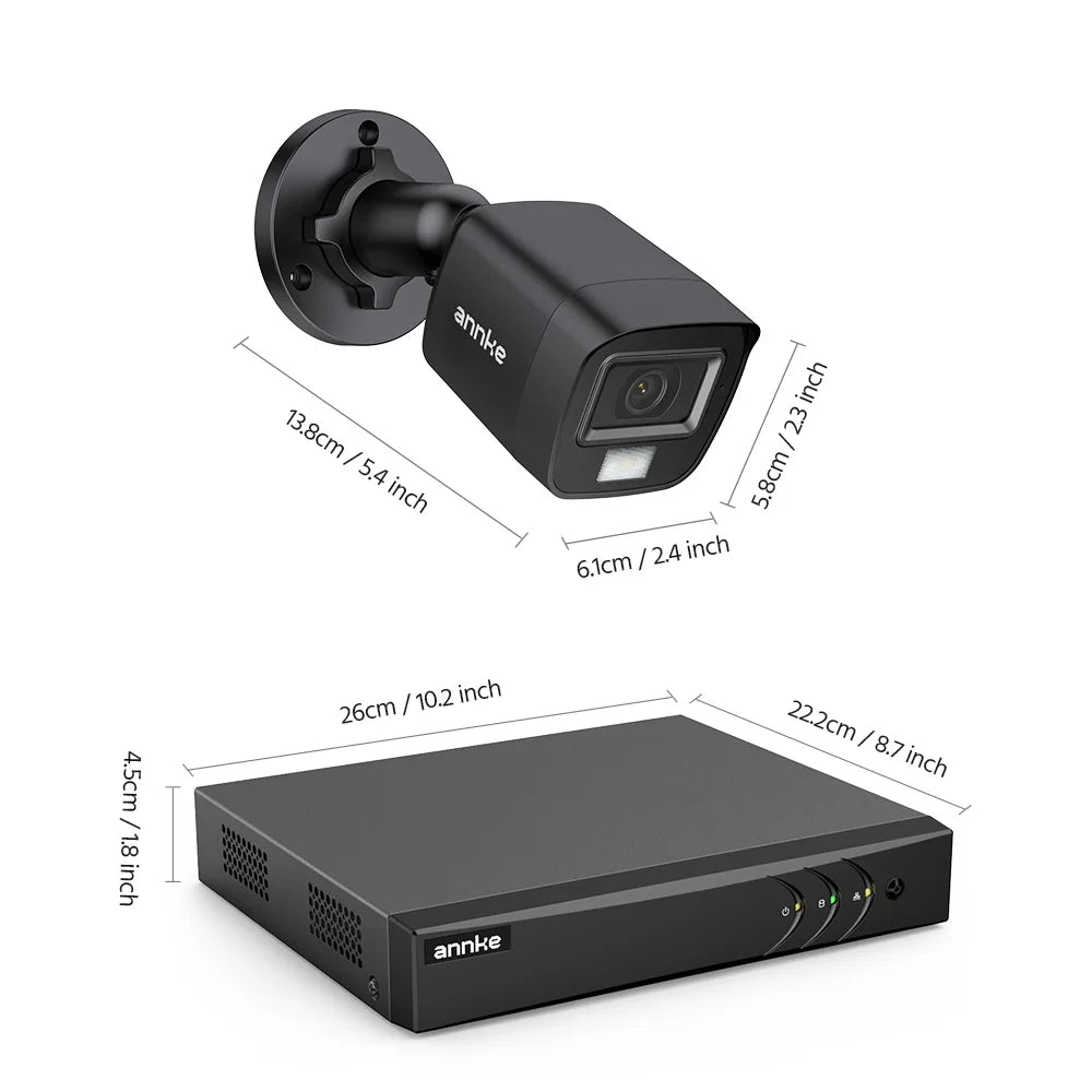 ANNKE 1080P Dual‑Light CCTV System | 8CH DVR, Human & Vehicle Detection, IP67 Outdoor Cameras
