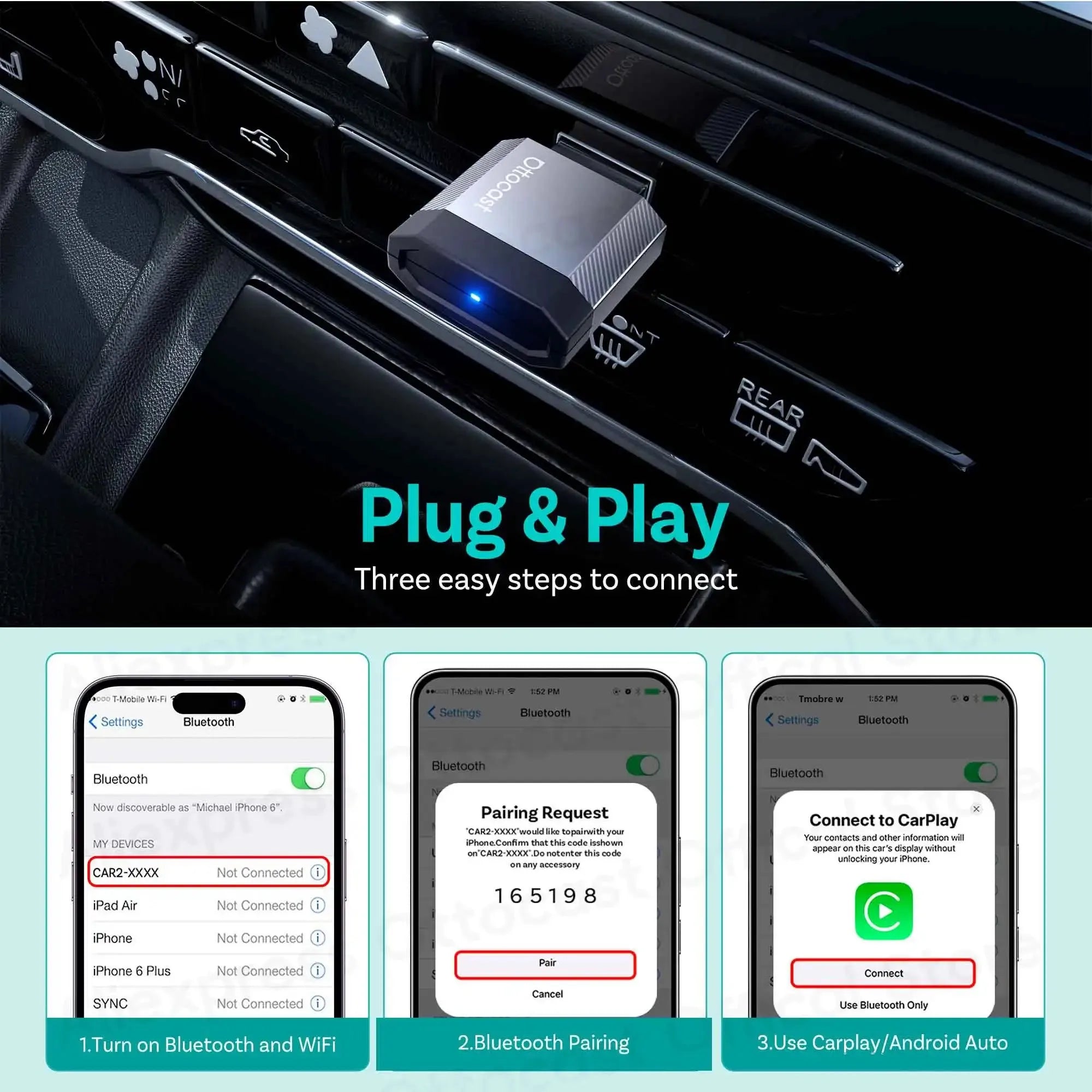 OTTOCAST Mini Nova Cube 3.0 Wireless CarPlay Adapter
