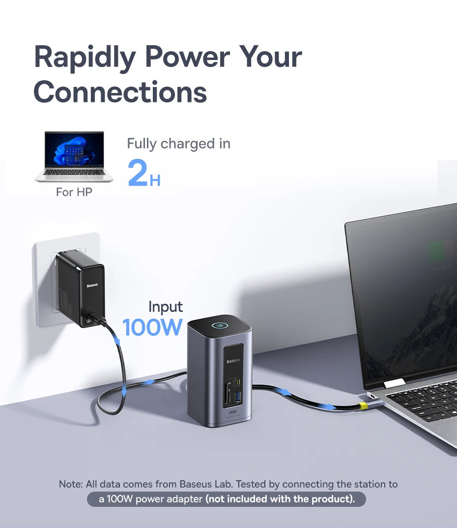 Baseus 12‑in‑1 USB‑C HUB | Dual HDMI 4K@60Hz, USB 3.2, RJ45, SD/TF, PD 100W Docking Station