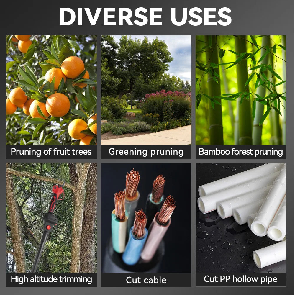 3‑in‑1 Brushless Telescoping Pole Chainsaw | Electric Pruner, Hedge Trimmer & Scissors