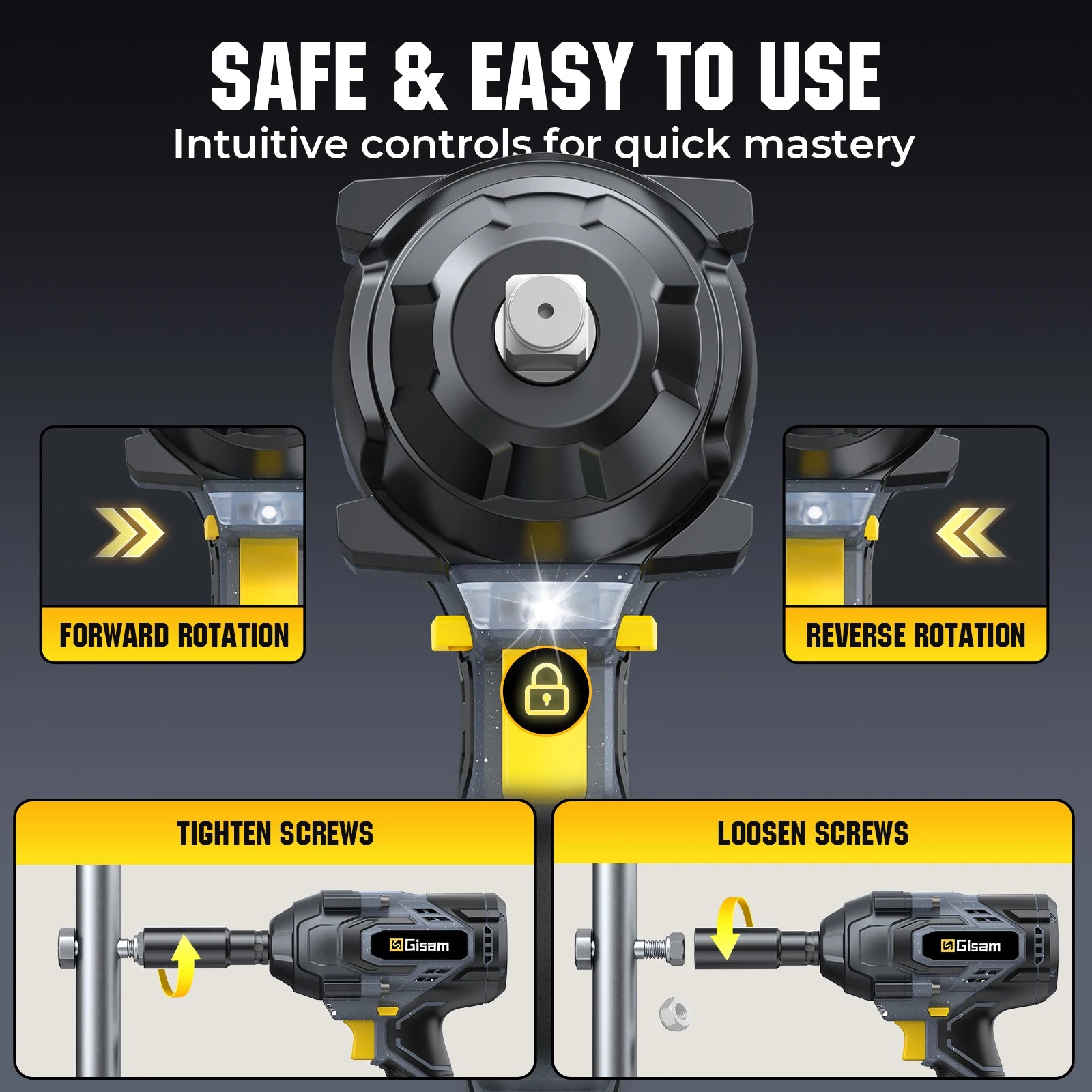 Gisam 1400N.m Brushless Impact Wrench 1/2"