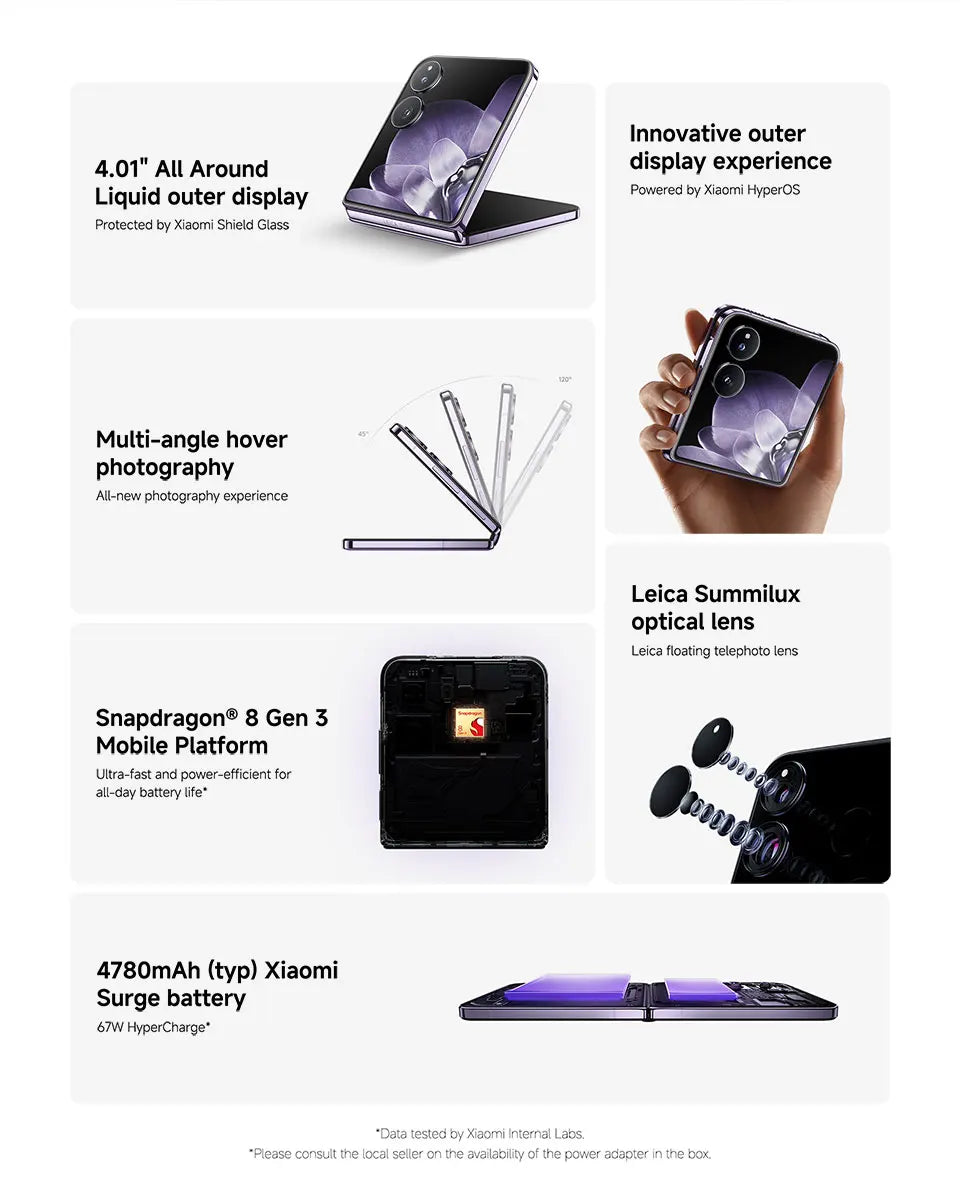 FR Warehouse Xiaomi MIX Flip Smartphone Global Version New Snapdragon 8 Gen 3 CPU 50MP Leica Camera  12GB RAM 512GB ROM 6.86 inch Foldable Display NFC - Limetastore
