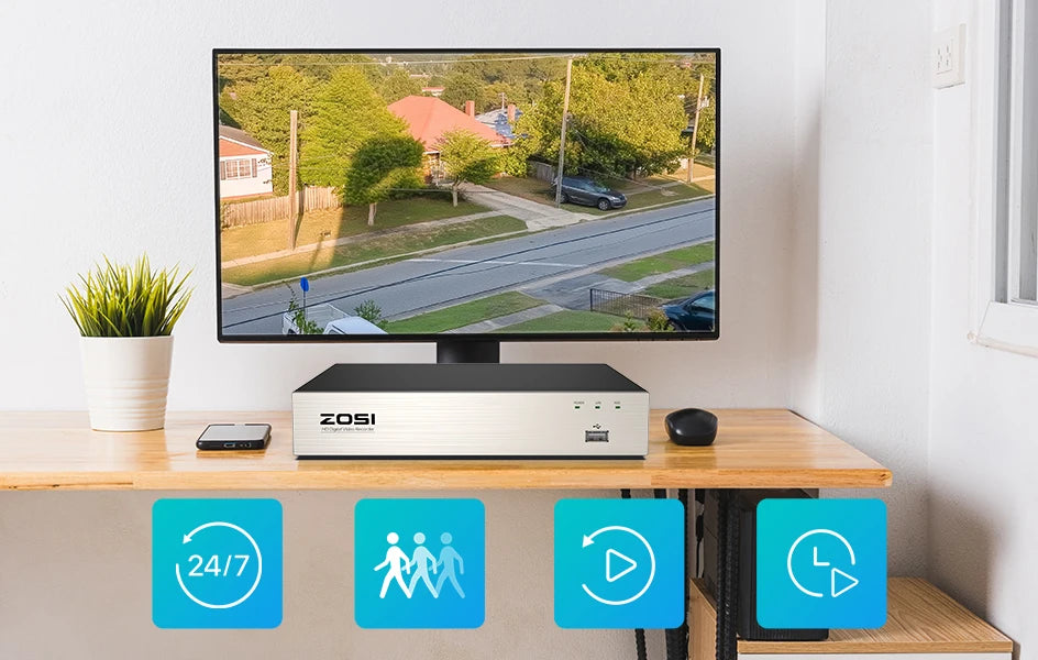 ZOSI 8CH 1080P CCTV Security System – 5MP Lite H.265+ DVR with 2/4/6/8× 2MP Outdoor Night Vision Cameras