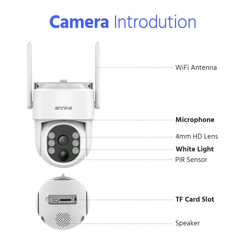 ANNKE 4MP Solar CCTV System | 10CH NVR, 5MP PTZ WiFi Cameras, PIR & Color Night Vision