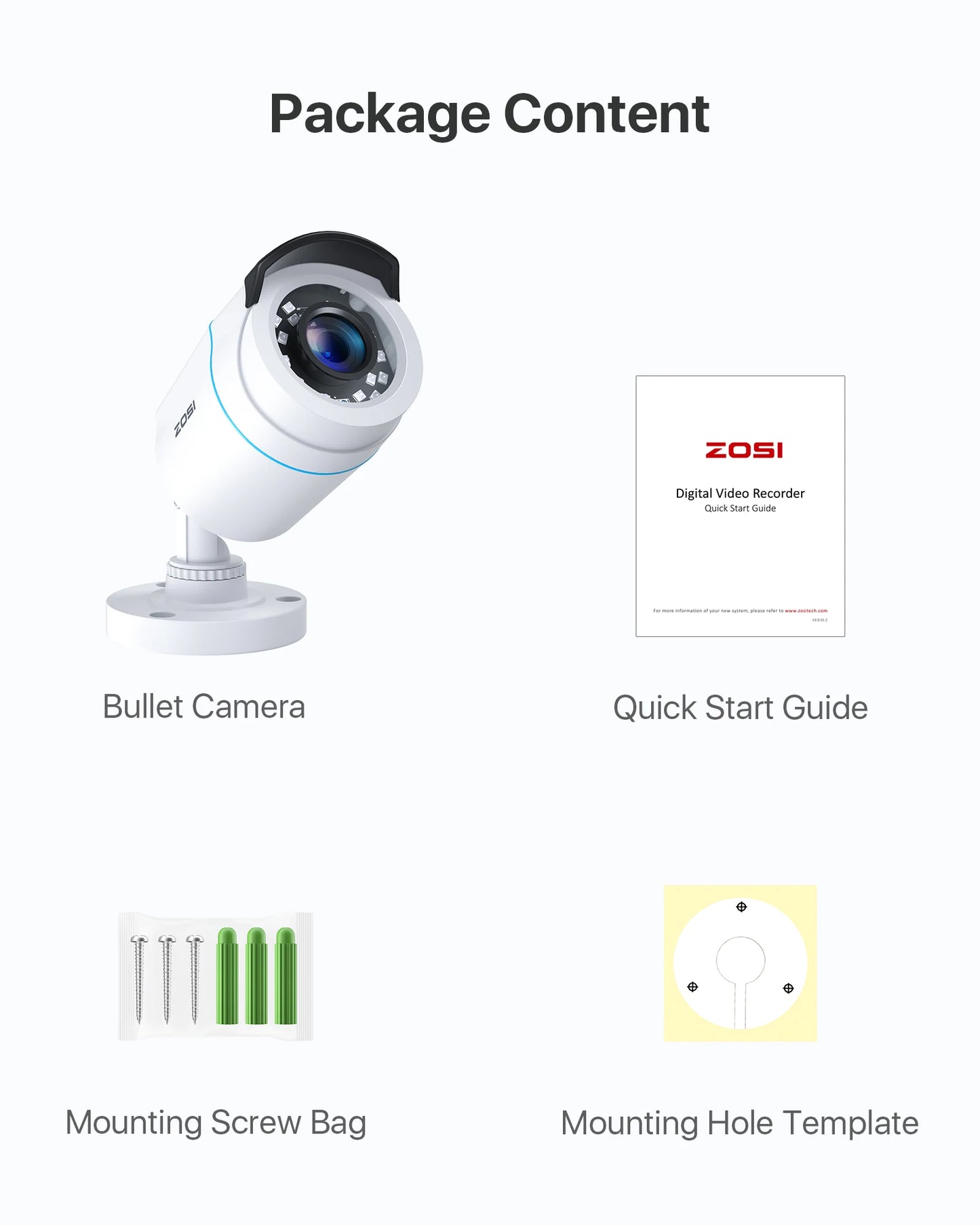 ZOSI 1080p 2MP 4‑in‑1 Security Bullet Camera – H.265, IR Night Vision, Weatherproof Outdoor
