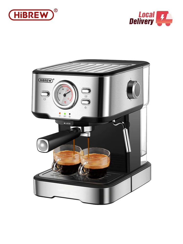 HiBREW H5 – 20‑Bar Semi‑Automatic Espresso Machine | Stainless Steel Coffee Maker with Temperature Display