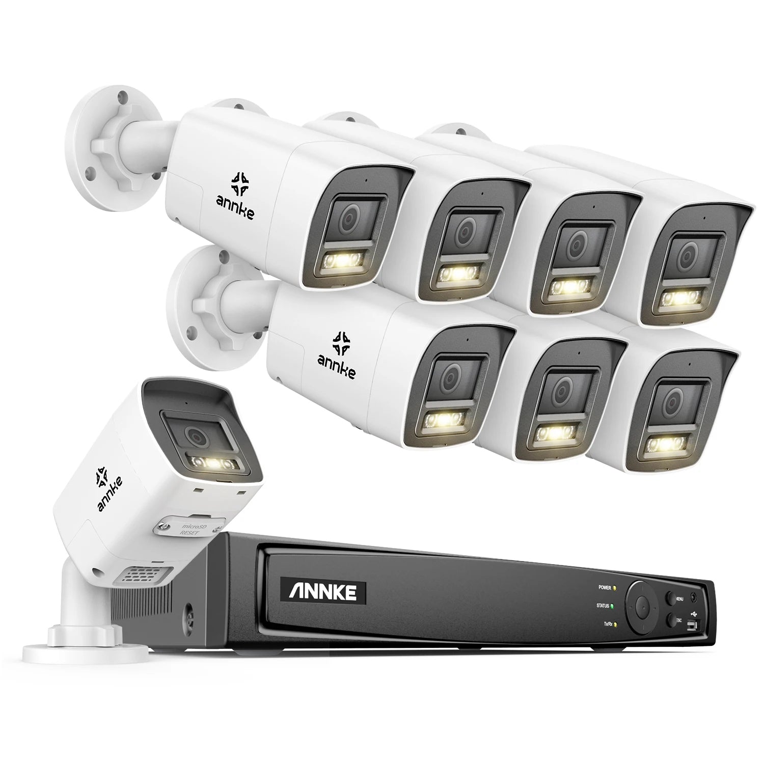 ANNKE 4K 8MP PoE CCTV System | 8CH NVR, Two‑Way Audio, Human & Vehicle Detection, 4mm Lens