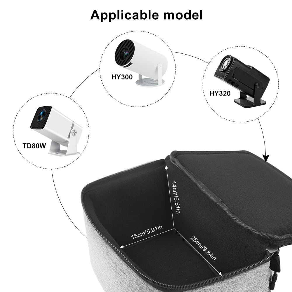 ThundeaL Premium Portable Projector Bag – Rugged Shockproof Travel Case for HY300 Pro, HY320, TD80W