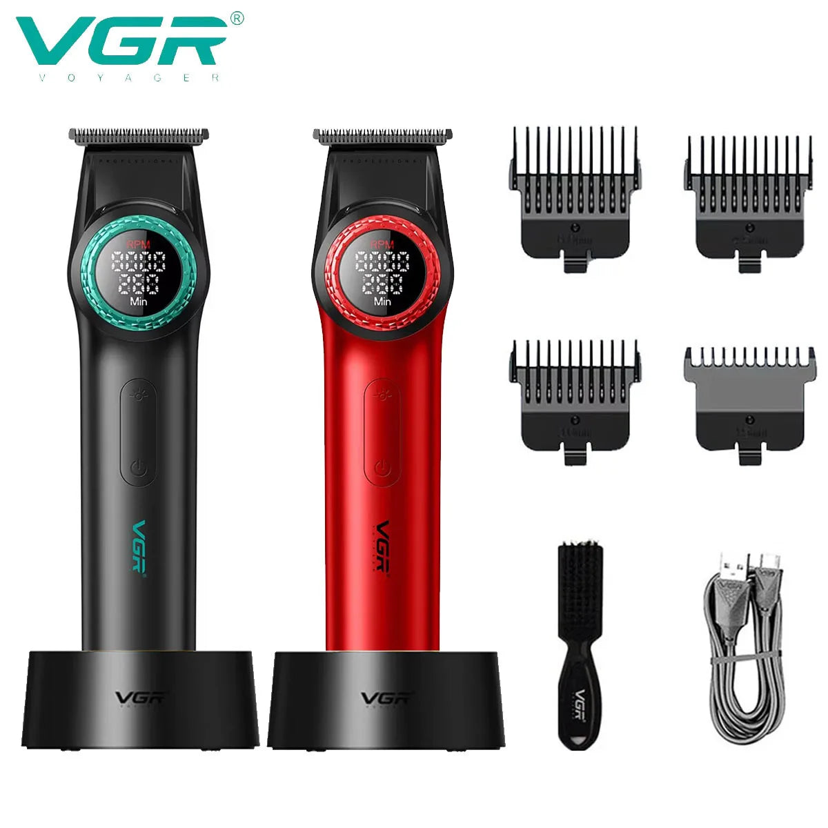 VGR Hair Trimmer Professional Hair Cutting Machine Electric Hair Clipper BLDC Motor Cordless Barber LED Trimmer for Men V-977