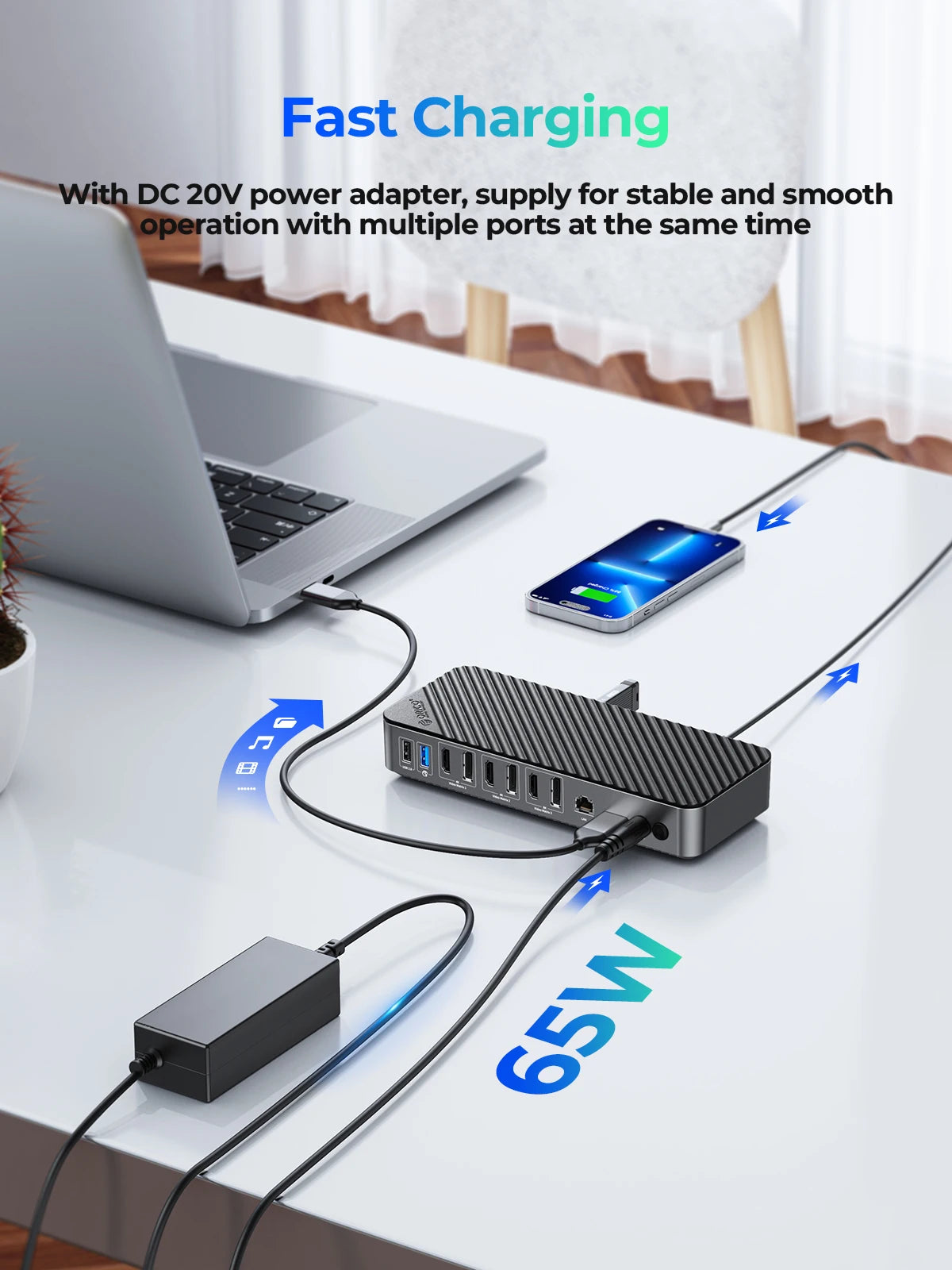 ORICO USB C Docking Station Type C to 8K30Hz DP HDMI-Com 5 Different Display RJ45 PD 22 in 1 Mult Audio 10Gbps HUB for Desktop