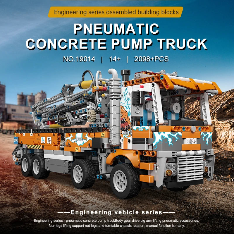Mould King 19014 Pneumatic Concrete Pump Truck | RC Technical Construction Vehicle Building Set - Limetastore