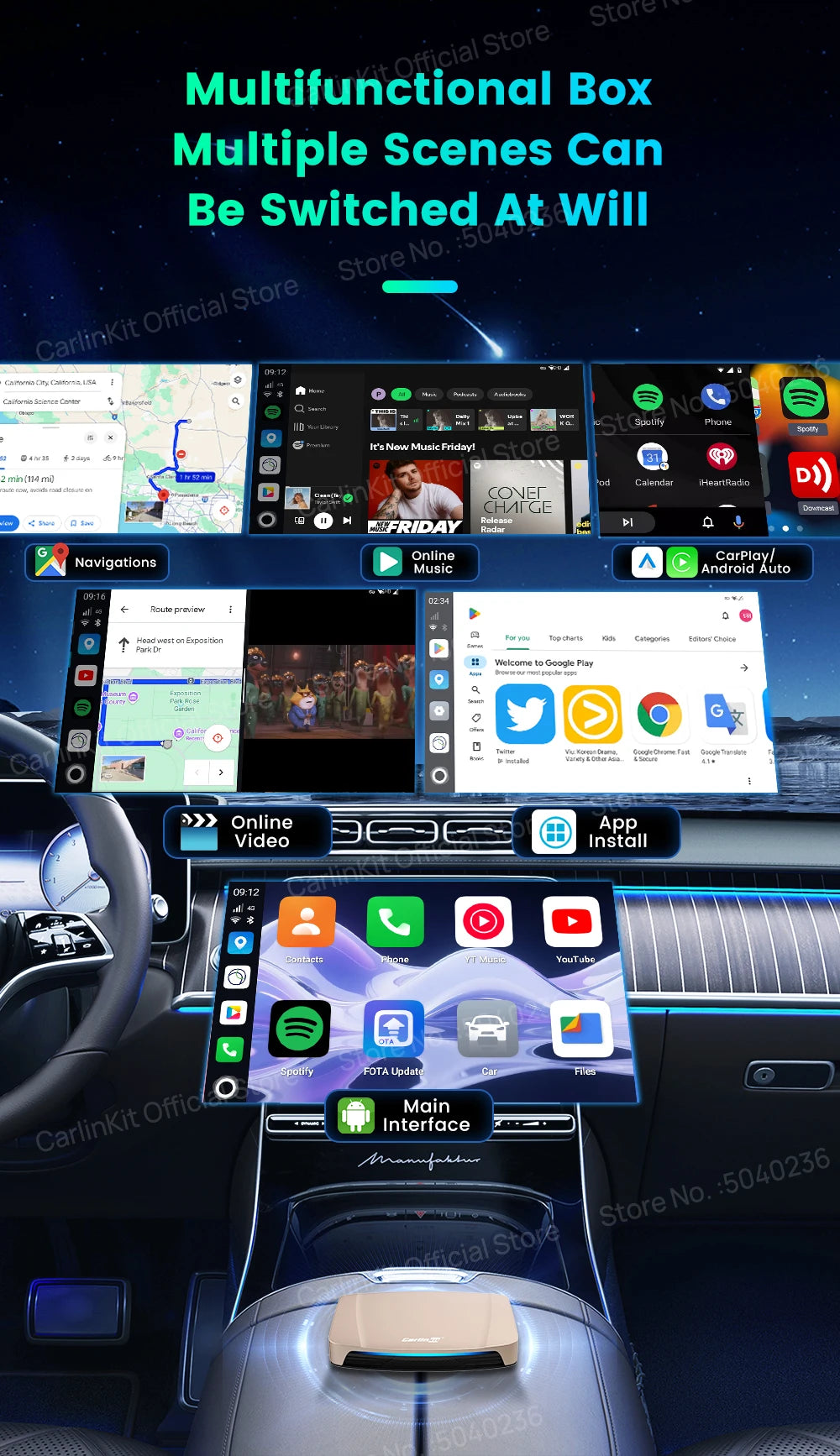 CarlinKit Tbox‑Ultra Android 15 8+128GB Wireless CarPlay AI Box