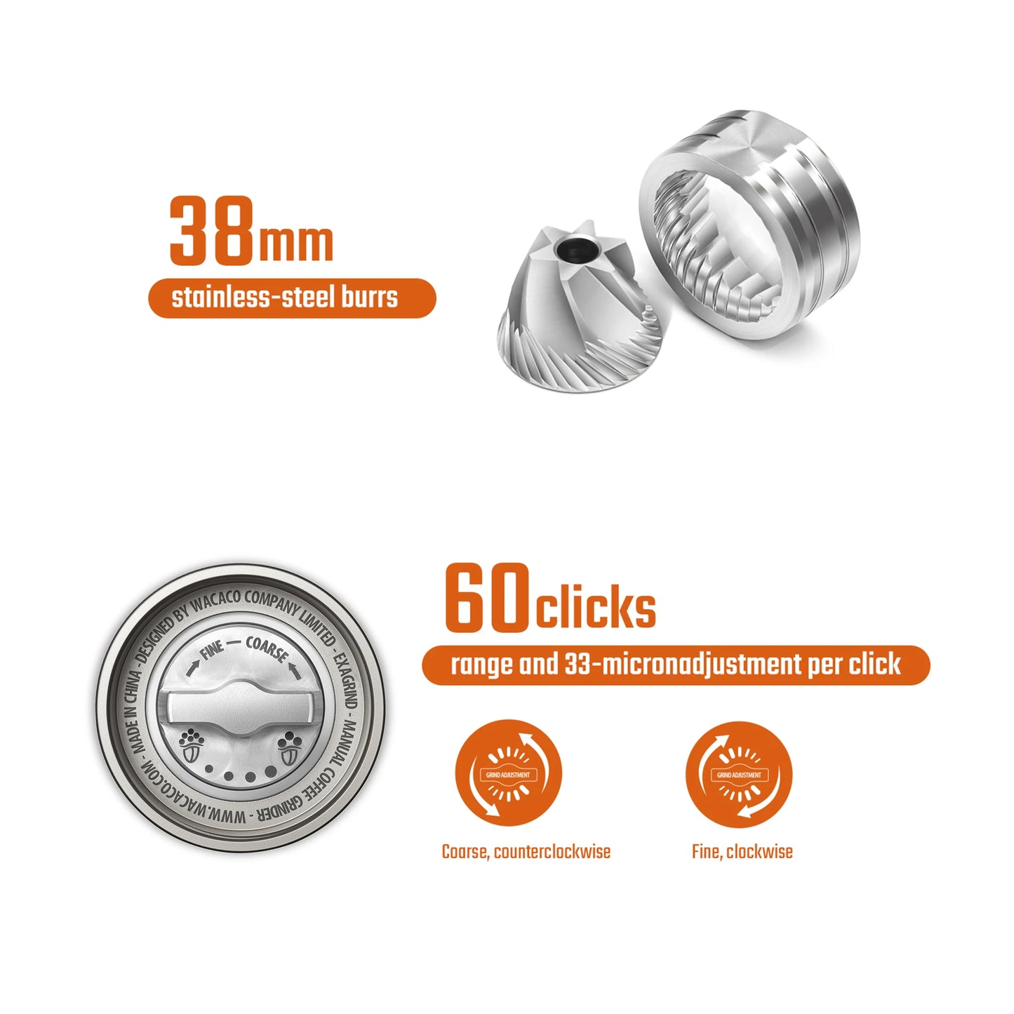 Wacaco Exagrind Portable Manual Coffee Grinder – Premium Stainless Steel Conical Burr Hand Grinder