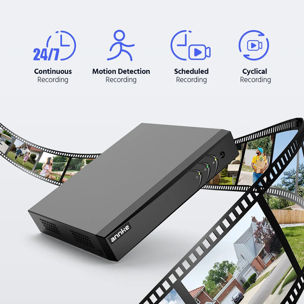 ANNKE 1080P Dual‑Light CCTV System | 8CH DVR, Human & Vehicle Detection, IP67 Outdoor Cameras