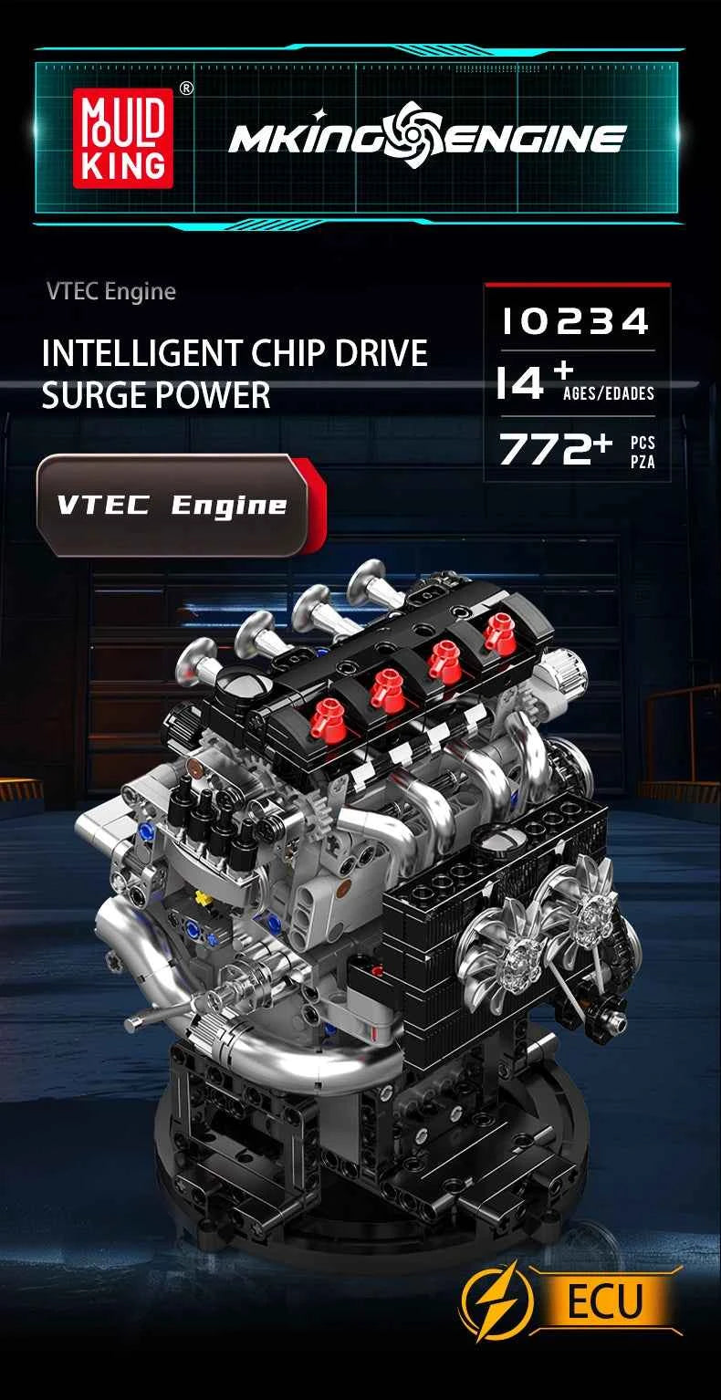 Mould King 10234 Motorized VTEC Engine Building Set | JDM L4 Model - Limetastore