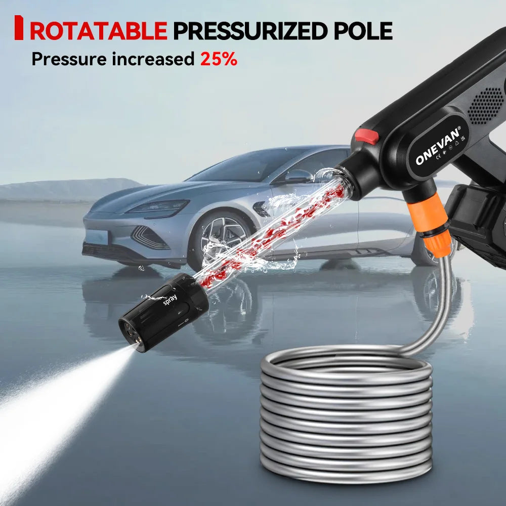 ONEVAN 220Bar Brushless High Pressure Car Washer Gun 5in1 3 Gear Spray Gun Garden Washing Power Tool For Makita 18V Battery Pin