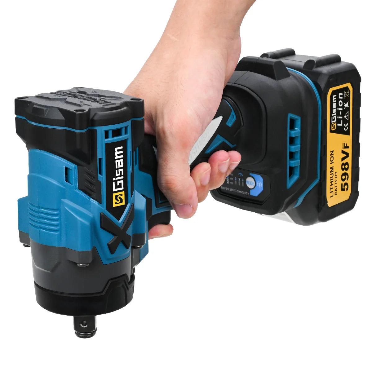 Gisam 900N.m Torque Brushless Electric Impact Wrench 1/2 inch Cordless Drill Screwdriver Power Tool Set For Makita 18V Battery