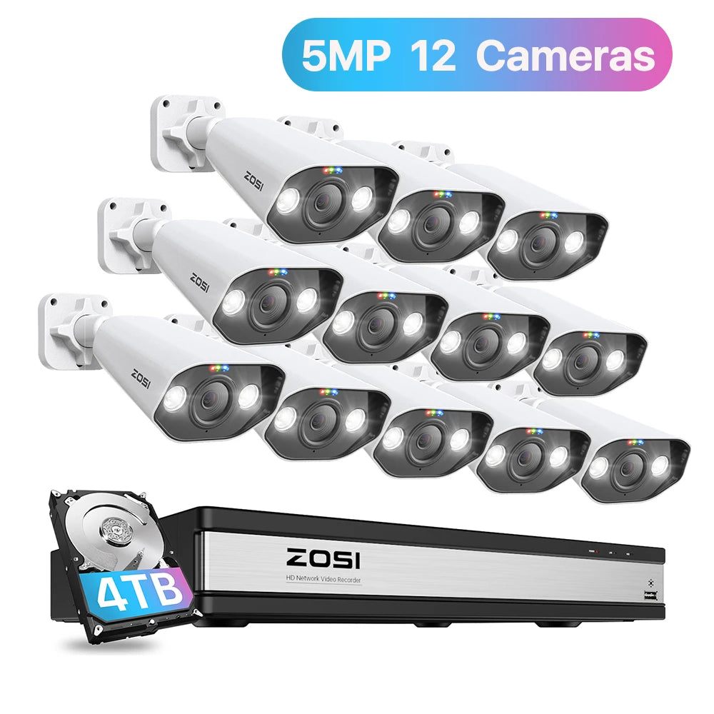 ZOSI 16CH 4K PoE Security Camera System – 8MP NVR with Outdoor/Indoor Color Night Vision AI IP Cameras