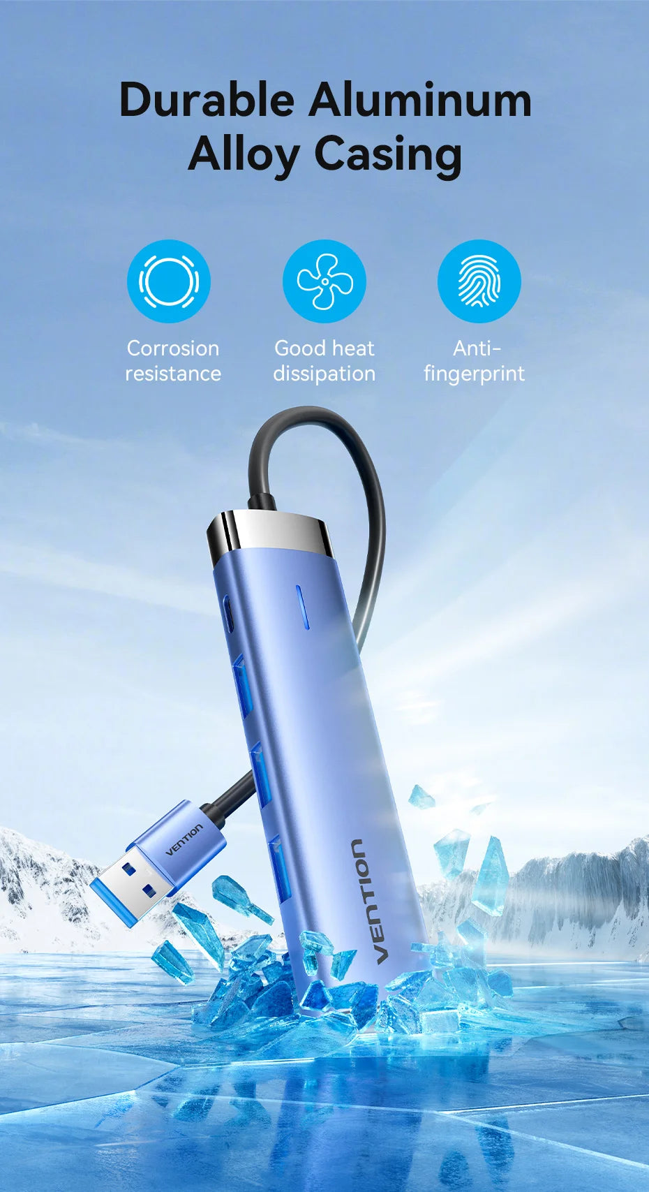 Vention USB 3.0 Ethernet HUB | Gigabit RJ45 1000Mbps Adapter with USB Expansion
