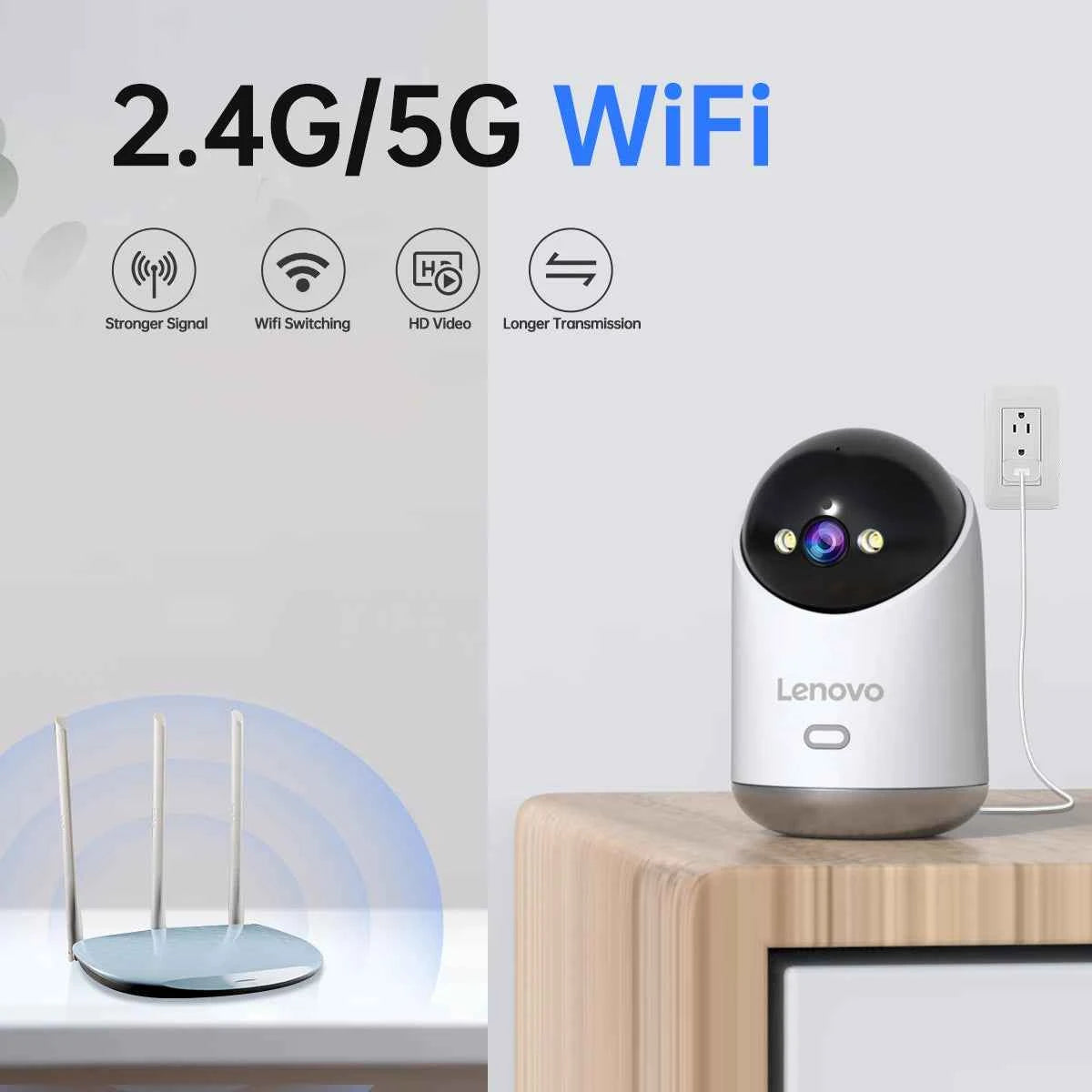 Lenovo 5MP WiFi Camera Smart Home Indoor IP Camera Full Color Night Auto Tracking Security CCTV Surveillance Baby Monitor - Limetastore