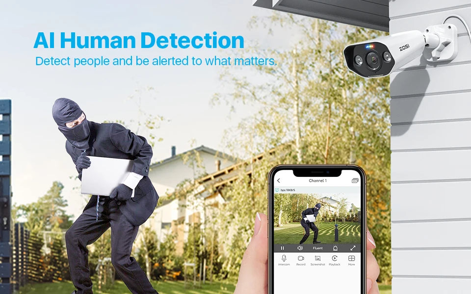 ZOSI 4K 8MP/5MP Add‑On PoE IP Camera – Ultra HD Security Cam for ZOSI 8CH & 16CH PoE