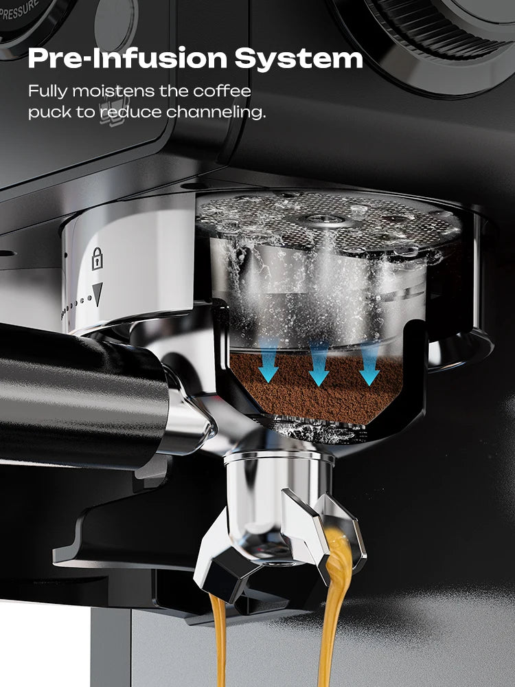 HiBREW H20 – polavtomatski espresso aparat | 20 barov tlaka | Vgrajen mlinček z 20 nastavitvami mletja