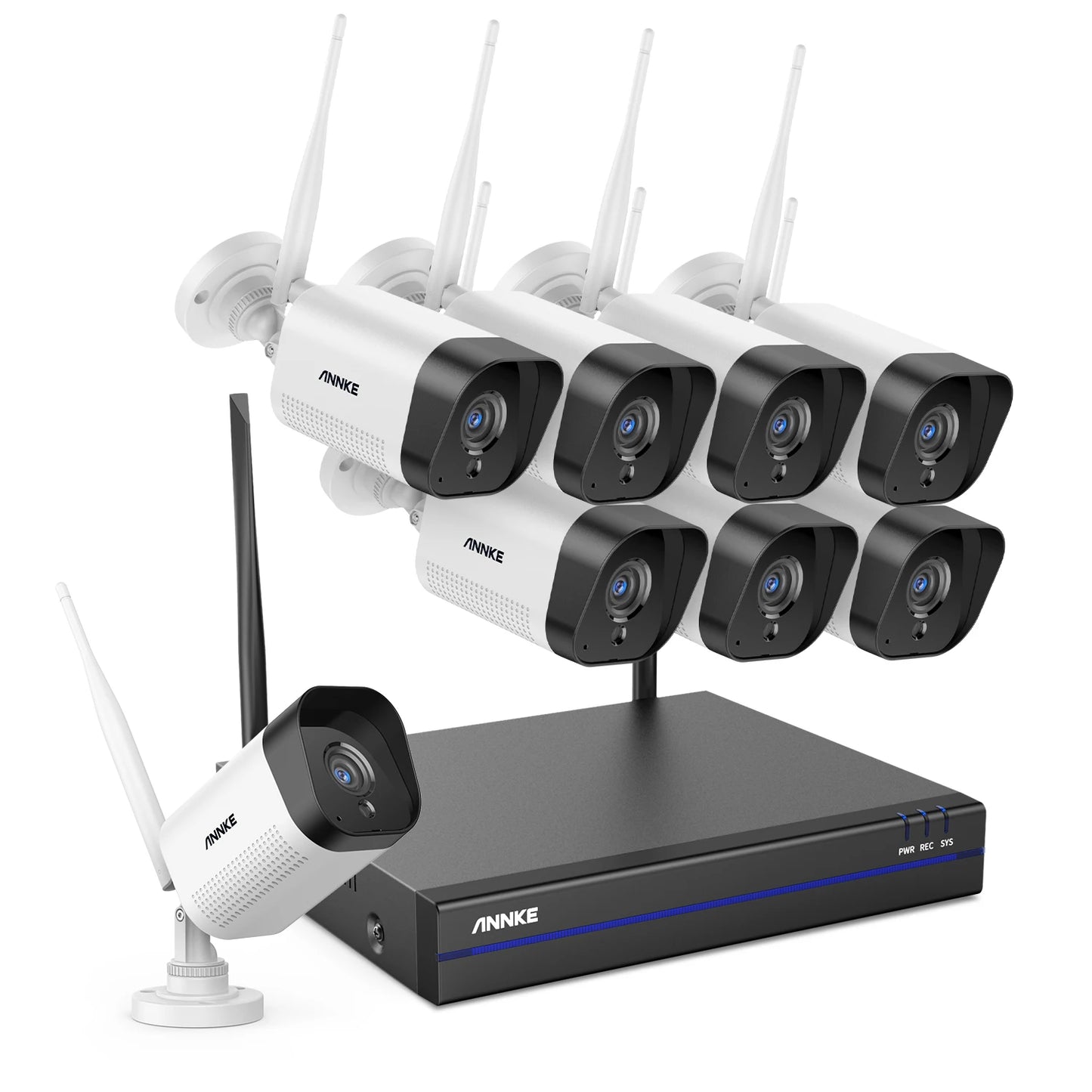 ANNKE 3MP FHD Brezžični CCTV Sistem | 8-kanalni NVR, 3MP WiFi Bullet Kamere, Zunanji Nadzor