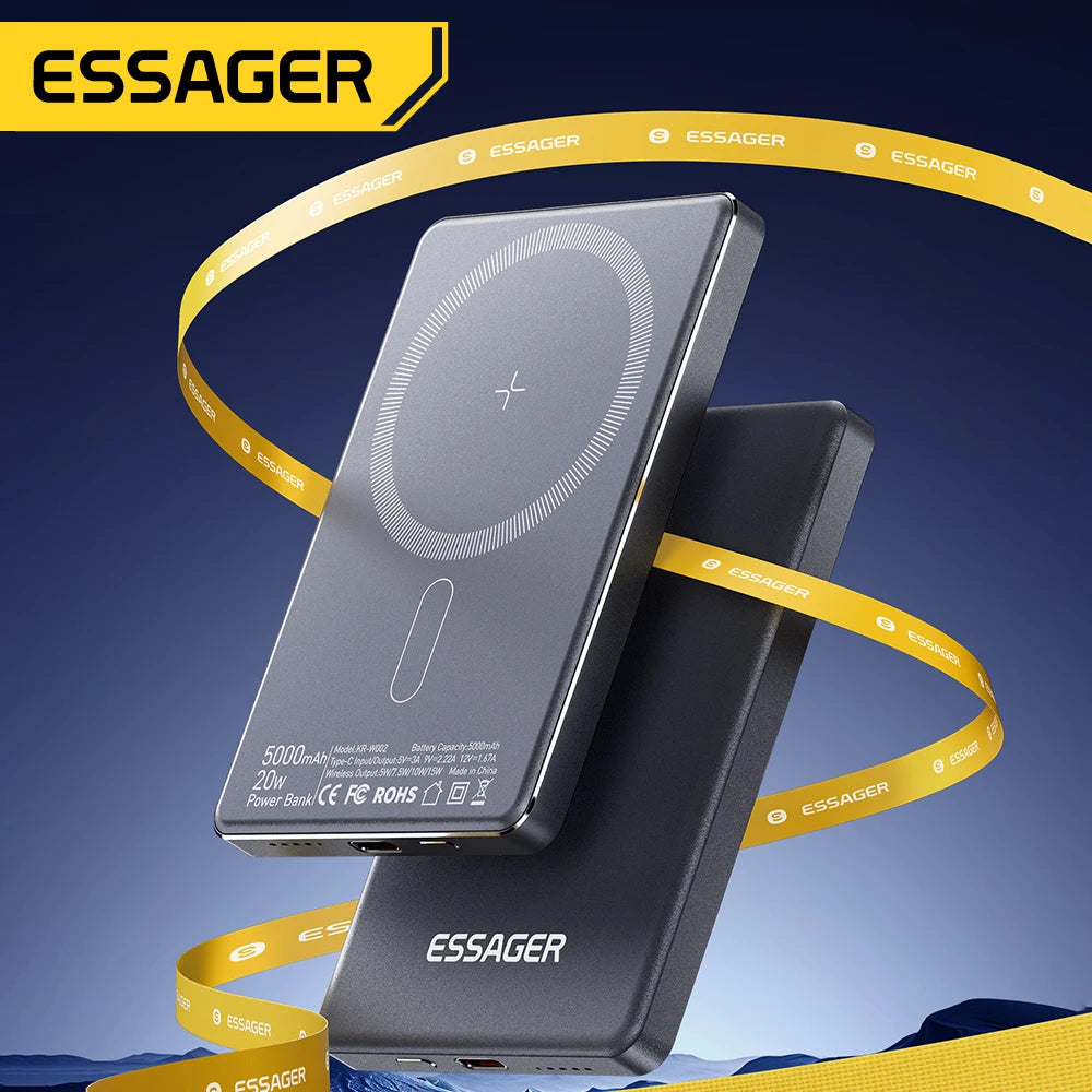 ESSAGER Thin Magnetic Wireless Power Bank 20W 5000mAh MagSafe