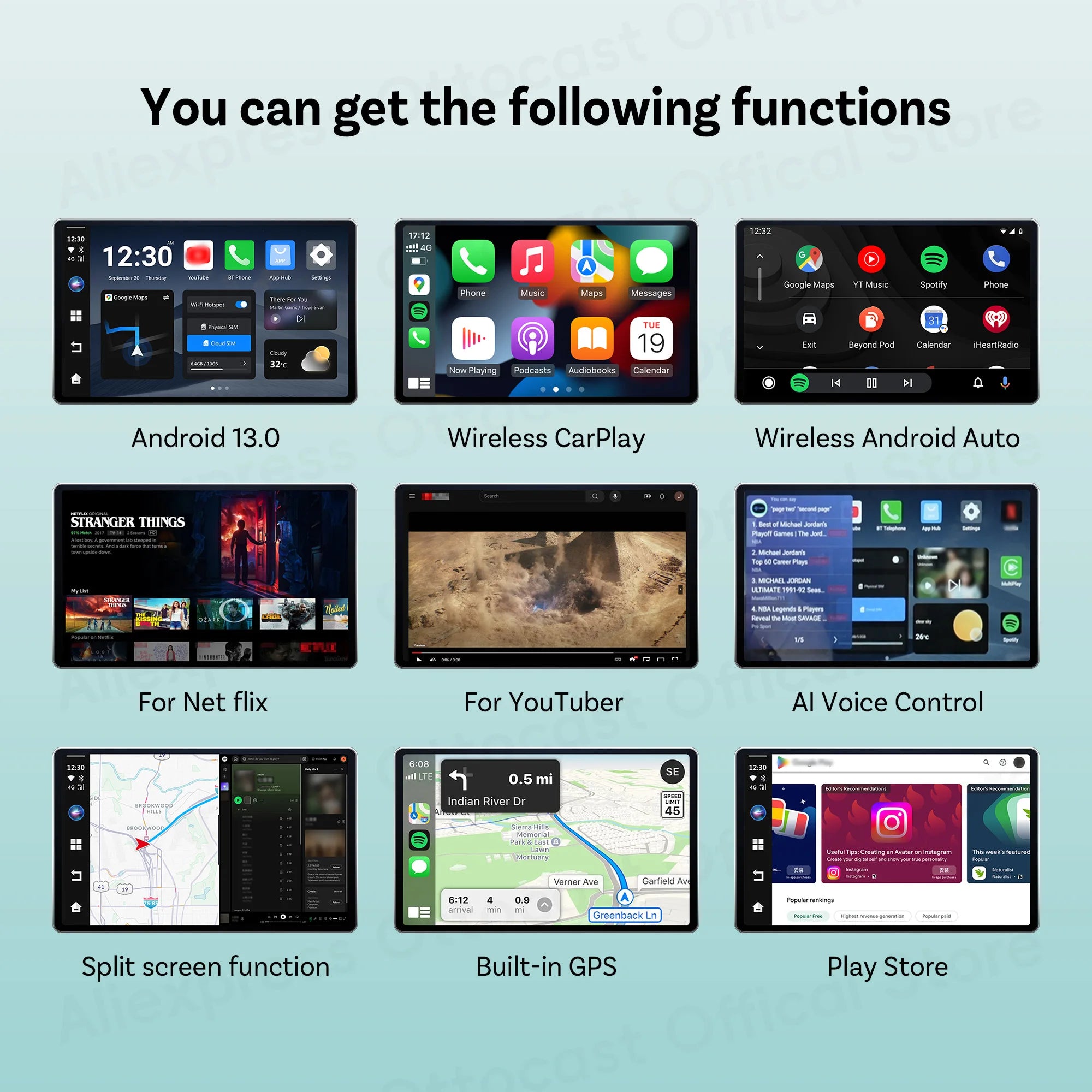 OTTOCAST NanoAI Android 13 Wireless CarPlay AI Box 128GB