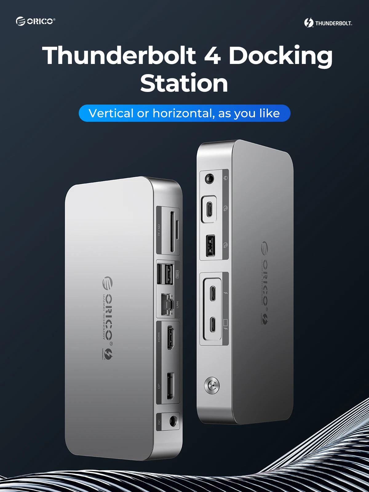 ORICO Thunderbolt 4 USB‑C Docking Station with 8K30Hz HDMI, USB 3.2 Gen2 Hub & Type‑C Splitter