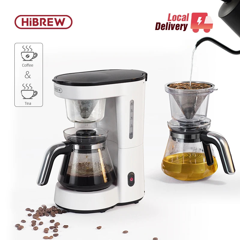HiBREW 3-v-1 aparat za prekapno kavo America, aparat za kavo Pour Over, stekleni čajnik, grelnik vode za čaj 750 ml H12