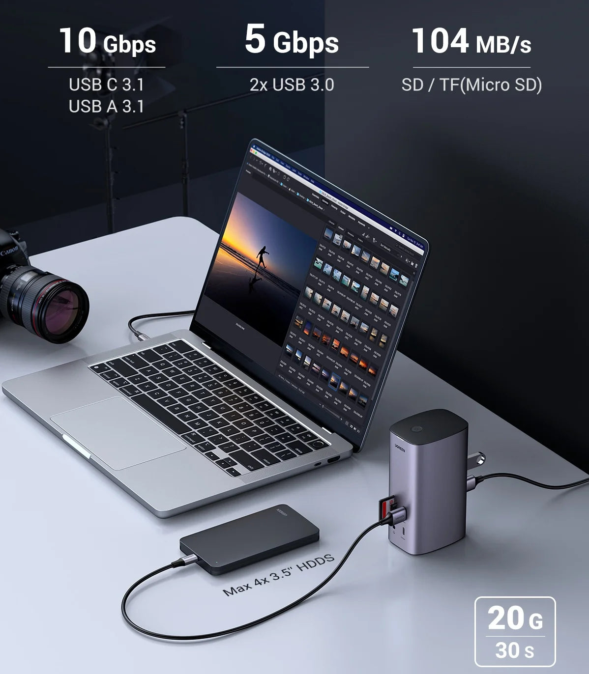 UGREEN 12‑in‑1 USB‑C Docking Station with 8K HDMI, 4K60Hz DisplayPort, Triple Display
