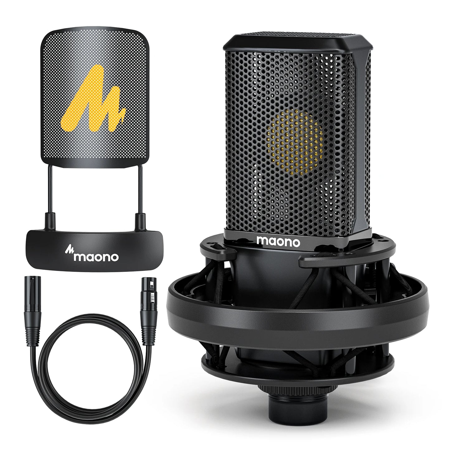 Maono PM500T – XLR Large‑Diaphragm Condenser Microphone | 34 mm Cardioid Studio Mic for Recording, Podcasting, Streaming & DJ Production