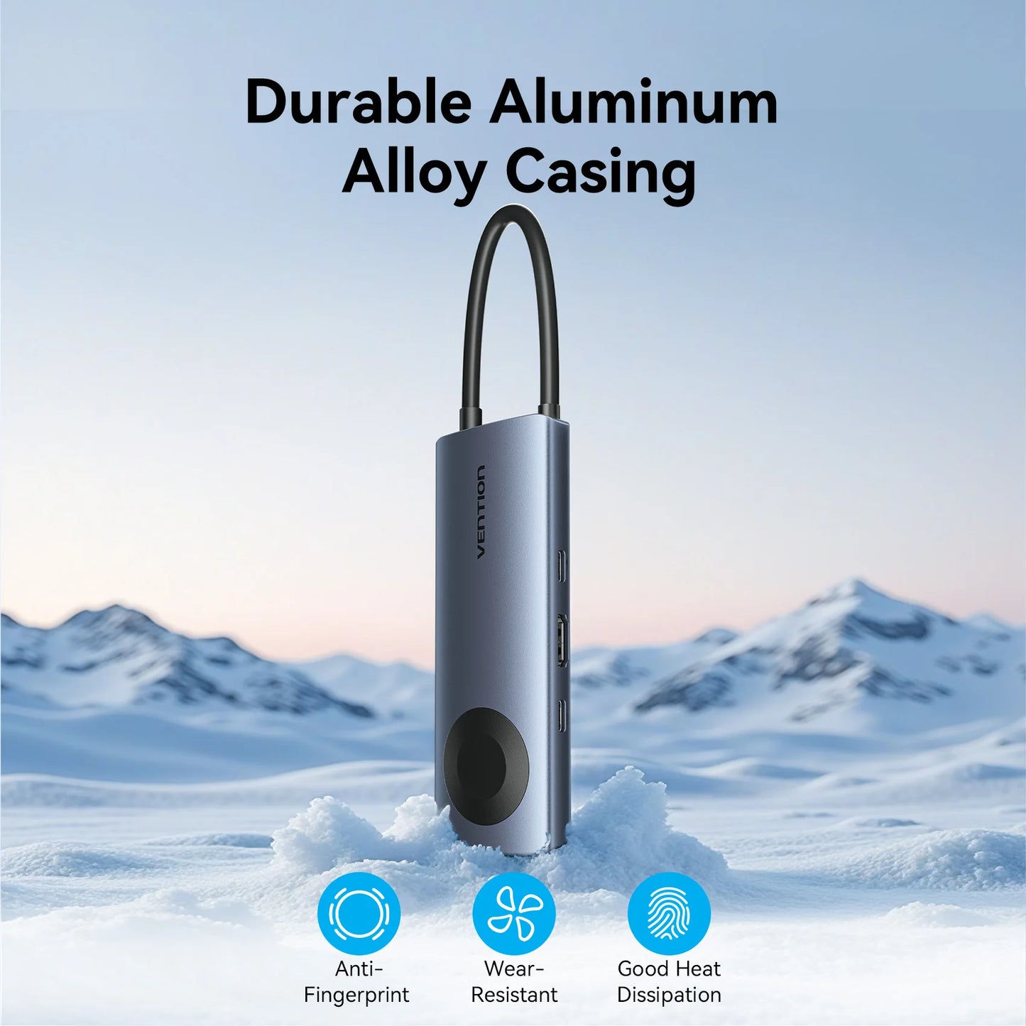 Vention USB‑C 6‑in‑1 Hub | 4K60Hz HDMI, PD 100W, USB 3.0, Apple Watch Wireless Charger