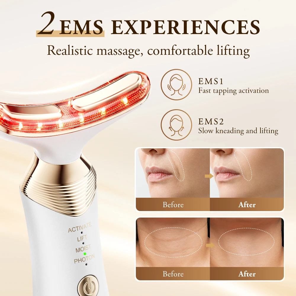 ANLAN Dual‑Polar Neck Device | EMS, 5‑Color Photon, 24K Gold, Anti‑Aging & Lifting