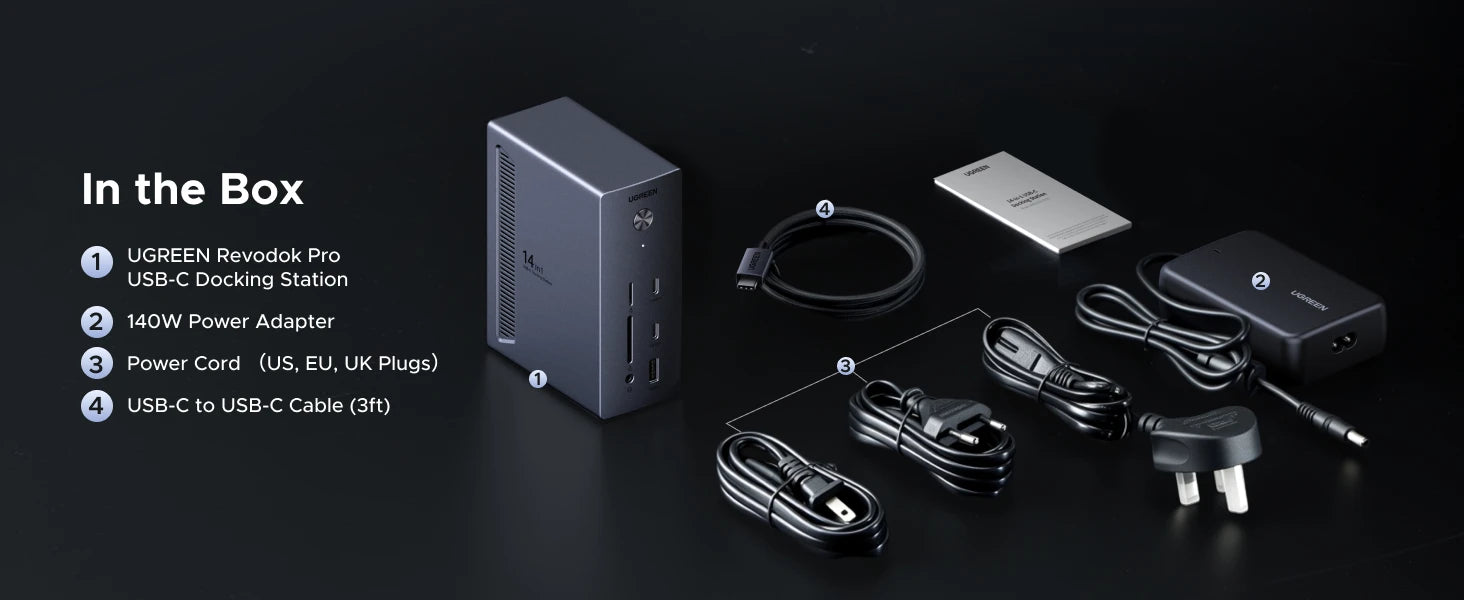 UGREEN 14‑in‑1 USB‑C Docking Station with 4K120Hz DisplayPort, Dual 4K60Hz HDMI