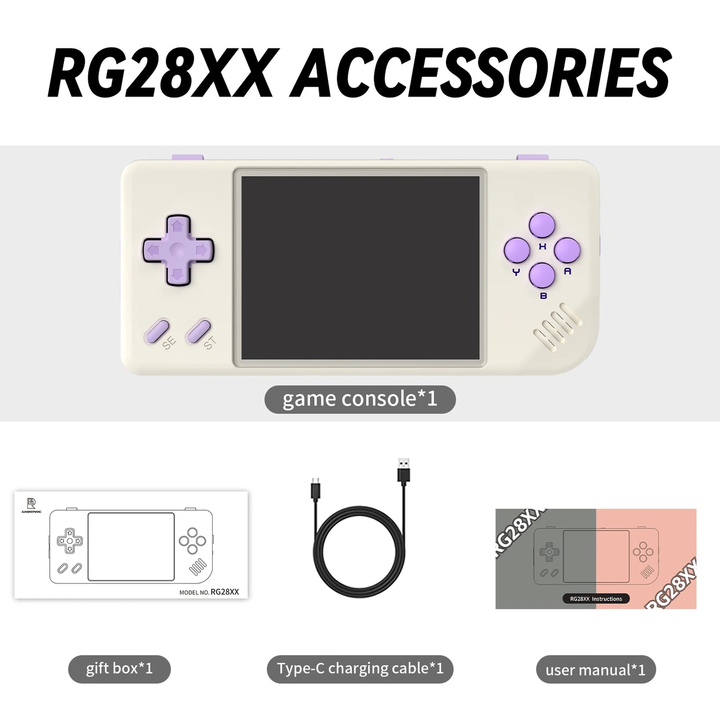 Anbernic RG28XX 2.83'' IPS Portable Handheld Game Players Linux System Retro Video Games Console Mini Arcade PS1 GB GBA - Limetastore