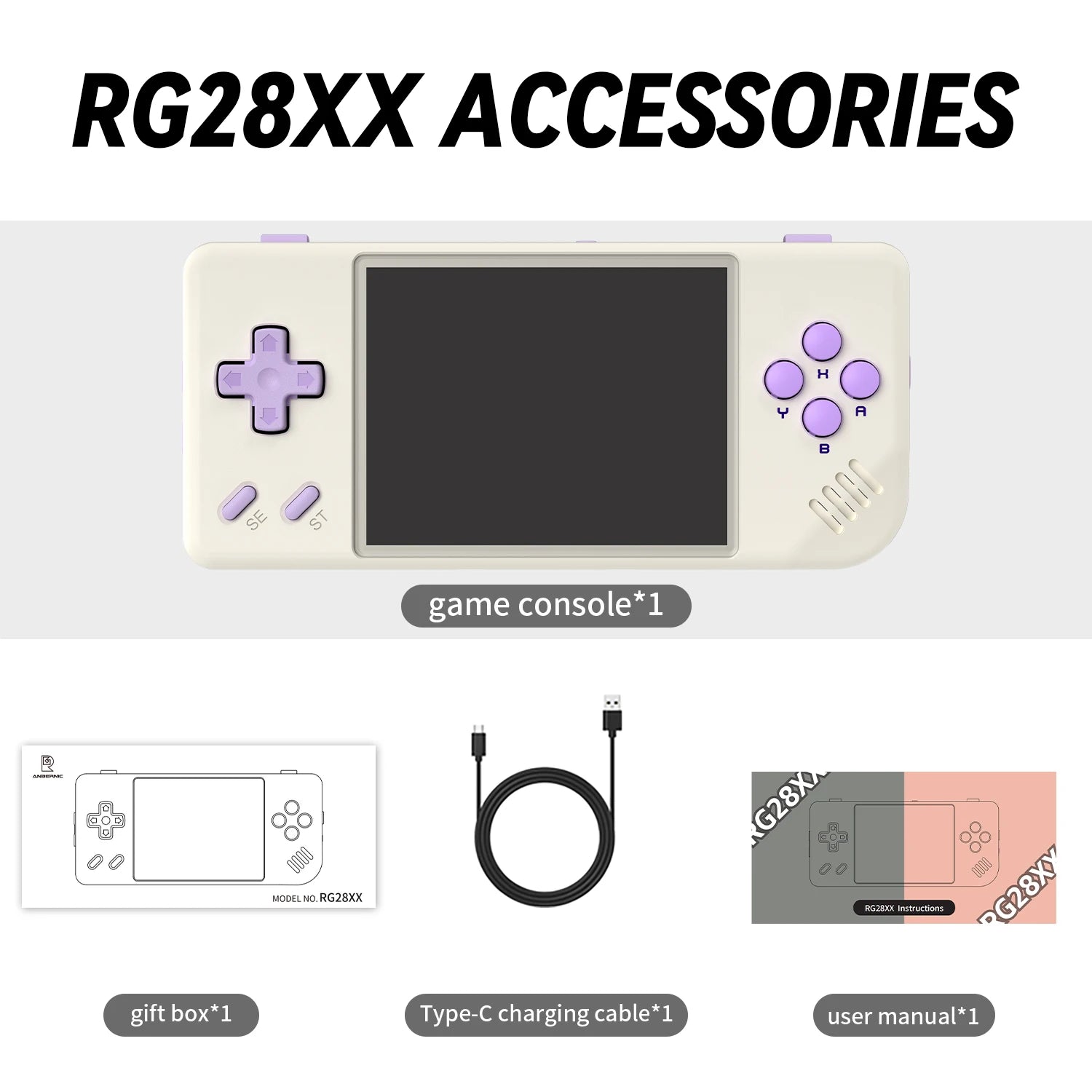 Anbernic RG28XX 2.83'' IPS Portable Handheld Game Players Linux System Retro Video Games Console Mini Arcade PS1 GB GBA - Limetastore