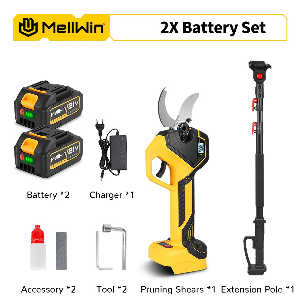 MELLWIN Brushless 50MM Electric Pruner Shear With 180CM Telescoping Pole Garden Pole Pruner Shear Tool For Makita 18VBattery Pin - Limetastore