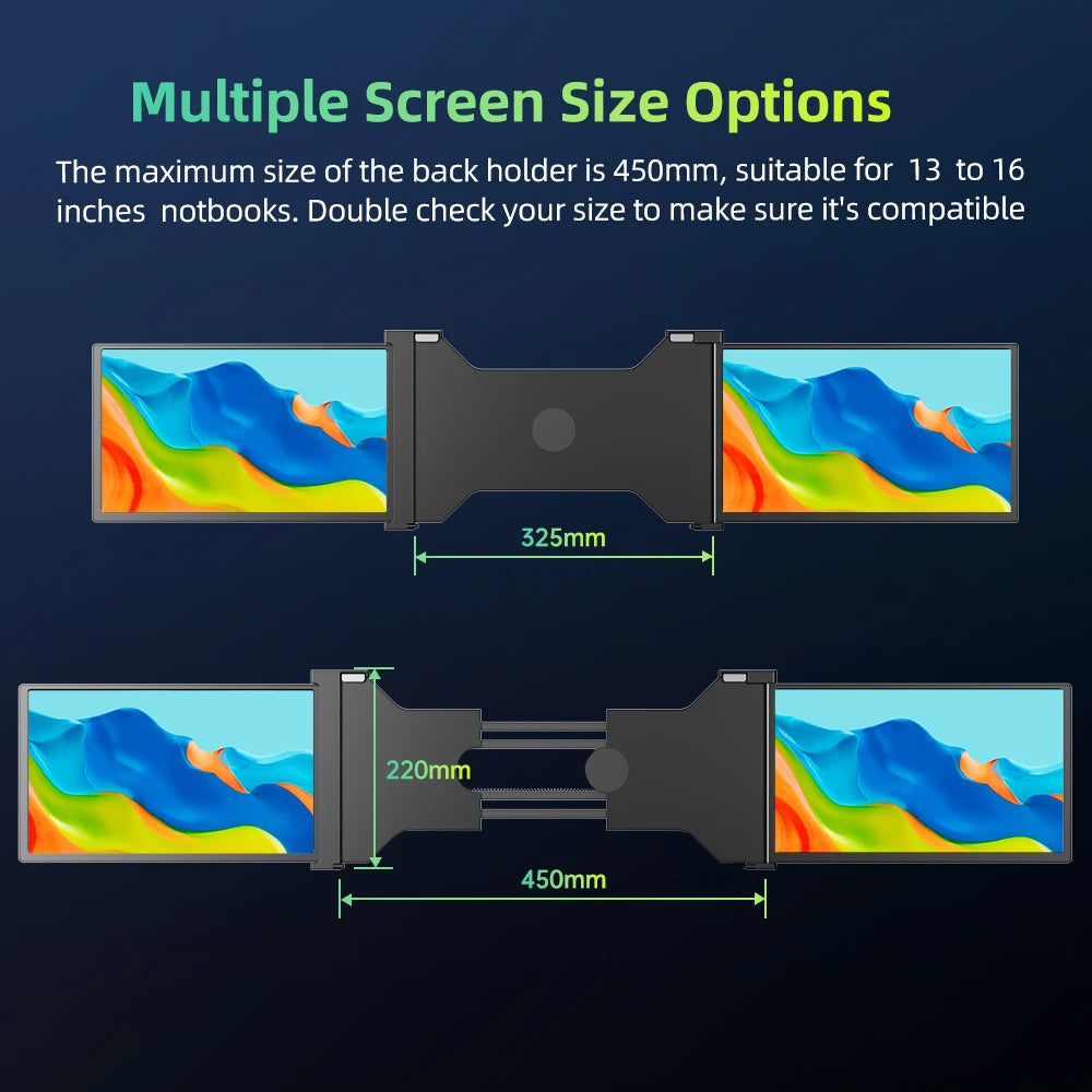 UPERFECT UStation Z 14 Triple Screen Laptop Monitor Extender - Portable Workstation for Dell, Mac, ASUS, HP, Plug & Play - Limetastore
